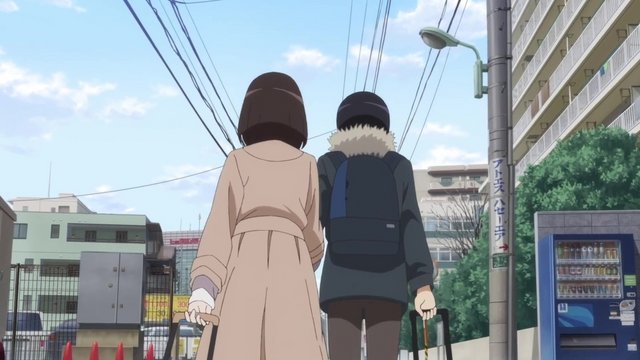 Farewell in front of a fictional store